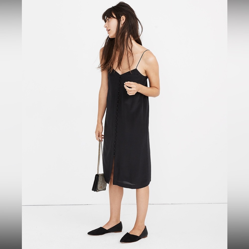 NWT Madewell Silk Button-Front Slip Dress